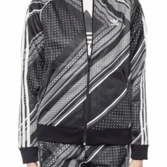 NWT Adidas black and white striped long sleeve casual athletic  jacket XXS - Picture 6 of 6